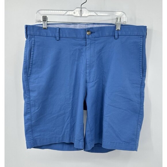 Peter Millar Soft Touch Twill Khaki Shorts Blue flat front golf casual 36 - Picture 1 of 6